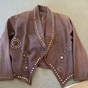 Custom Brown Studded Women's Jacket